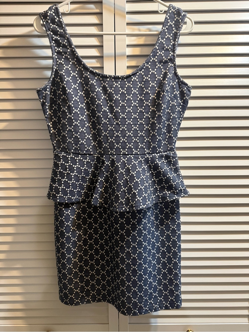 Charlotte Russe Navy Dress with White Dot Geometric Print